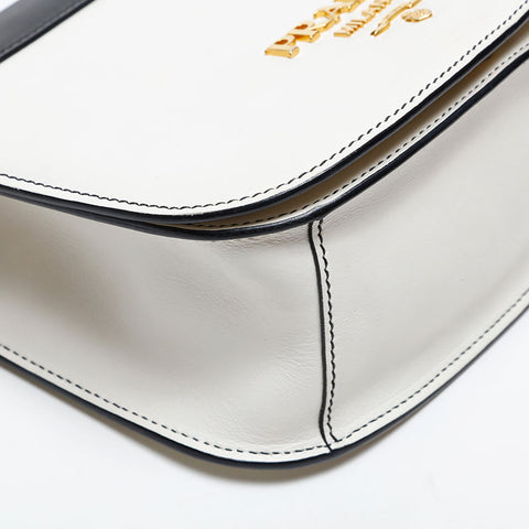 PRADA Leather Peony Shoulder Bag white WS20295