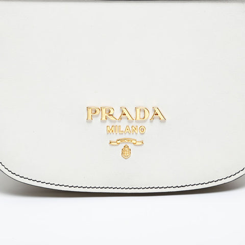 PRADA Leather Peony Shoulder Bag white WS20295
