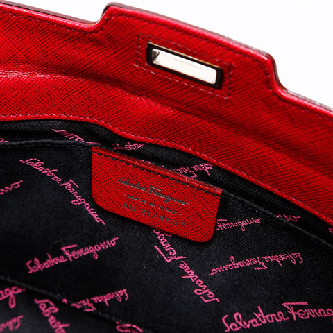 Salvatore Ferragamo Leather Gancini one belt Shoulder Bag Red WS20296