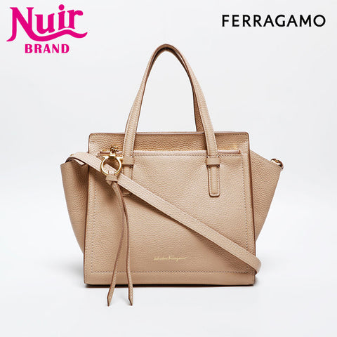 Salvatore Ferragamo Leather 2way Amy Shoulder Bag beige WS20297