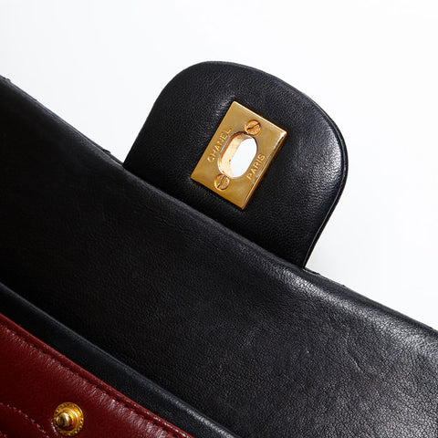 CHANEL No. 1 1986-1988 Lambskin Matelasse Square Double Flap Shoulder Bag black WS20299