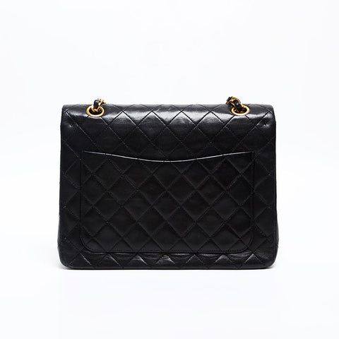 CHANEL No. 1 1986-1988 Lambskin Matelasse Square Double Flap Shoulder Bag black WS20299