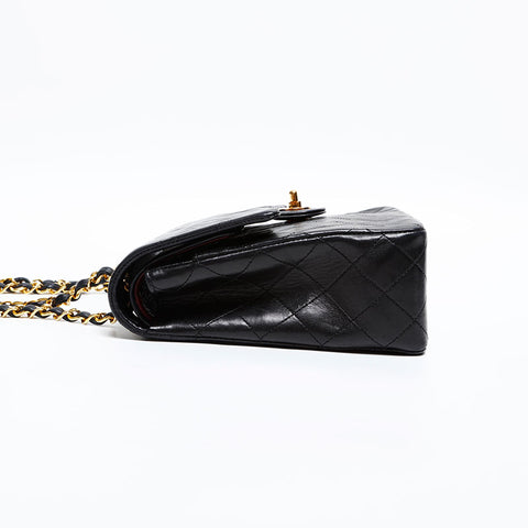 CHANEL No. 1 1986-1988 Lambskin Matelasse Square Double Flap Shoulder Bag black WS20299