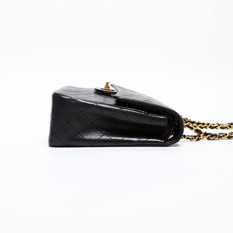 CHANEL No. 1 1986-1988 Lambskin Matelasse Square Double Flap Shoulder Bag black WS20299