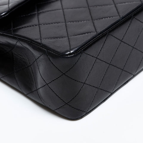 CHANEL No. 1 1986-1988 Lambskin Matelasse Square Double Flap Shoulder Bag black WS20299