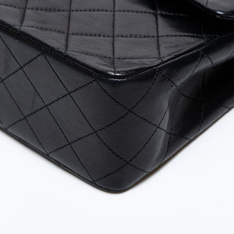 CHANEL No. 1 1986-1988 Lambskin Matelasse Square Double Flap Shoulder Bag black WS20299