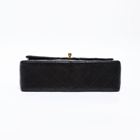 CHANEL No. 1 1986-1988 Lambskin Matelasse Square Double Flap Shoulder Bag black WS20299