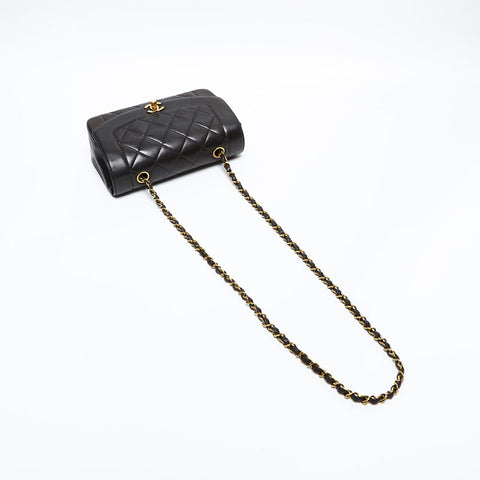 CHANEL No. 2 1991-1994 Diana Lambskin Mini 7.9" Matelasse Shoulder Bag black WS20301