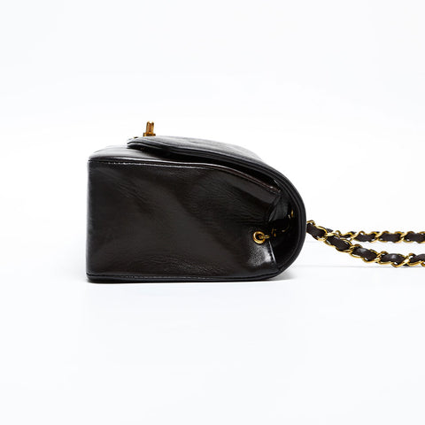 CHANEL No. 2 1991-1994 Diana Lambskin Mini 7.9" Matelasse Shoulder Bag black WS20301