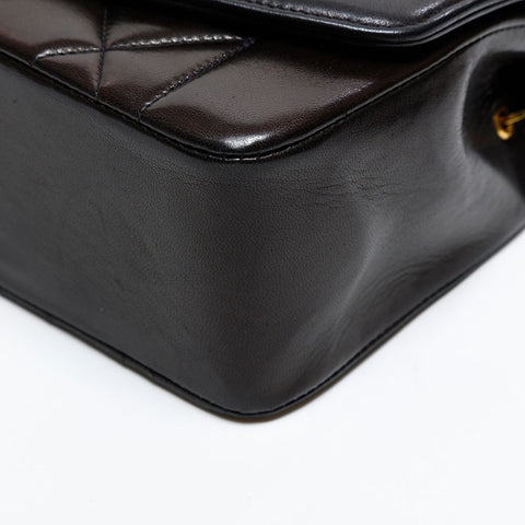 CHANEL No. 2 1991-1994 Diana Lambskin Mini 7.9" Matelasse Shoulder Bag black WS20301