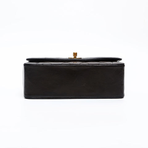 CHANEL No. 2 1991-1994 Diana Lambskin Mini 7.9" Matelasse Shoulder Bag black WS20301
