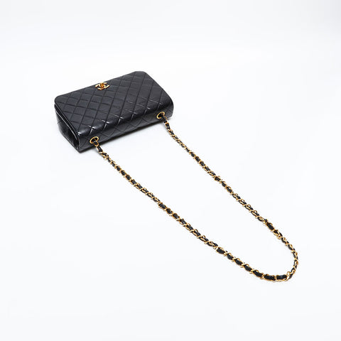 CHANEL No. 1 Full flap lambskin matelassé Chain 1989-1991 Shoulder Bag black WS20304