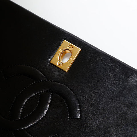 CHANEL No. 1 Full flap lambskin matelassé Chain 1989-1991 Shoulder Bag black WS20304