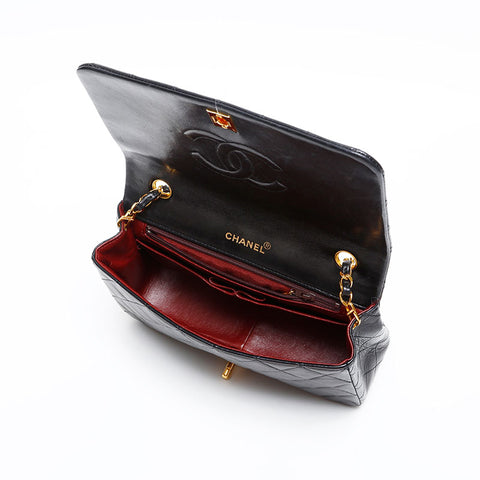 CHANEL No. 1 Full flap lambskin matelassé Chain 1989-1991 Shoulder Bag black WS20304