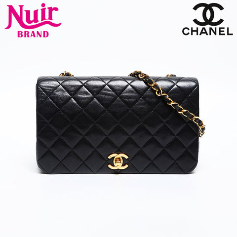 CHANEL No. 1 Full flap lambskin matelassé Chain 1989-1991 Shoulder Bag black WS20304