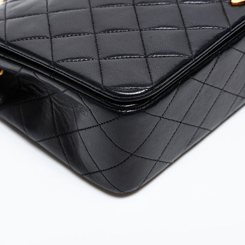 CHANEL No. 1 Full flap lambskin matelassé Chain 1989-1991 Shoulder Bag black WS20304