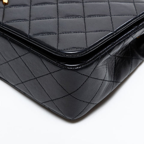 CHANEL No. 1 Full flap lambskin matelassé Chain 1989-1991 Shoulder Bag black WS20304
