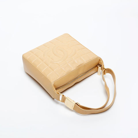 CHANEL Chocolate Bar COCO Mark No. 8 Square 2003-2004 Shoulder Bag beige WS20305
