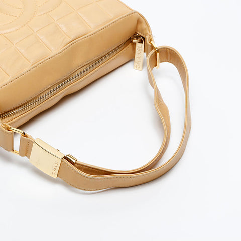 CHANEL Chocolate Bar COCO Mark No. 8 Square 2003-2004 Shoulder Bag beige WS20305