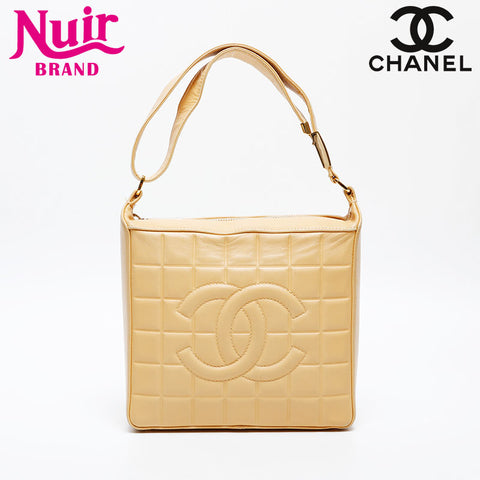 CHANEL Chocolate Bar COCO Mark No. 8 Square 2003-2004 Shoulder Bag beige WS20305