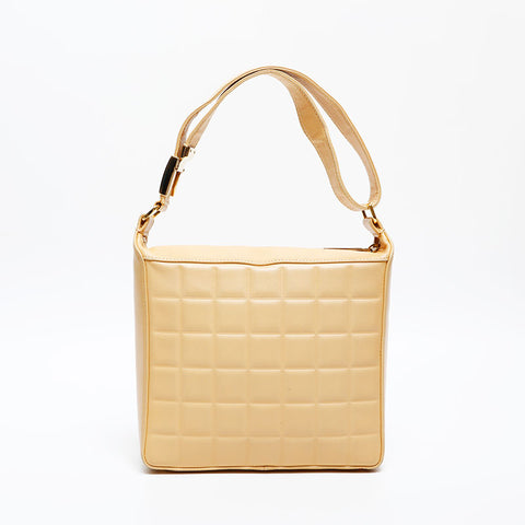 CHANEL Chocolate Bar COCO Mark No. 8 Square 2003-2004 Shoulder Bag beige WS20305