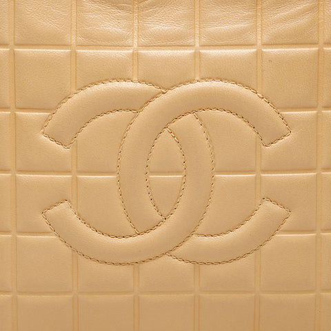CHANEL Chocolate Bar COCO Mark No. 8 Square 2003-2004 Shoulder Bag beige WS20305