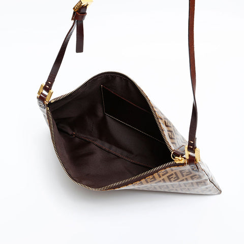 極美品 フェンディ FENDI ズッキーノ PVC ショルダーバッグ ブラウン WS20306