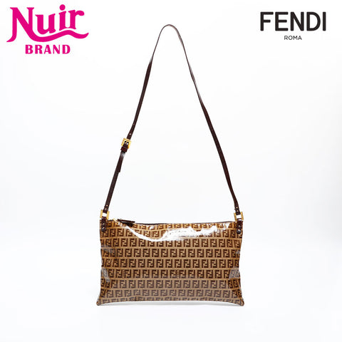 FENDI Zucchino PVC Shoulder Bag Brown WS20306
