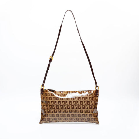 FENDI Zucchino PVC Shoulder Bag Brown WS20306