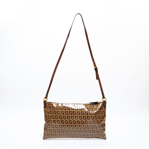 FENDI Zucchino PVC Shoulder Bag Brown WS20306