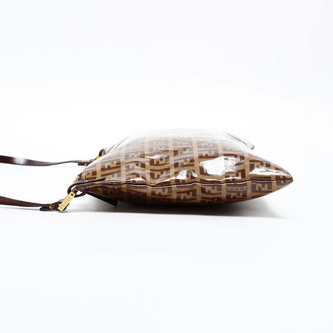 FENDI Zucchino PVC Shoulder Bag Brown WS20306