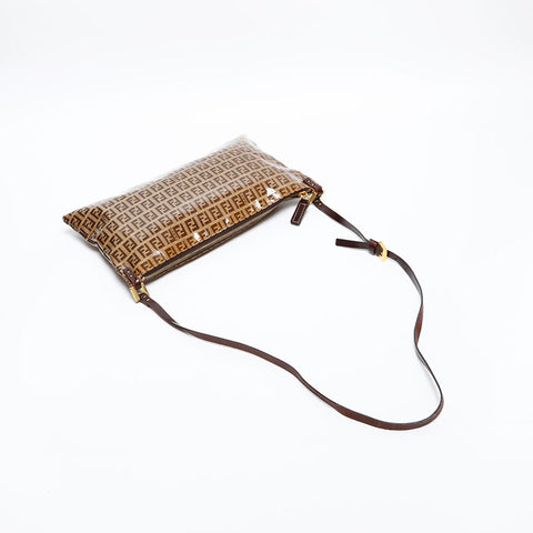 FENDI Zucchino PVC Shoulder Bag Brown WS20306