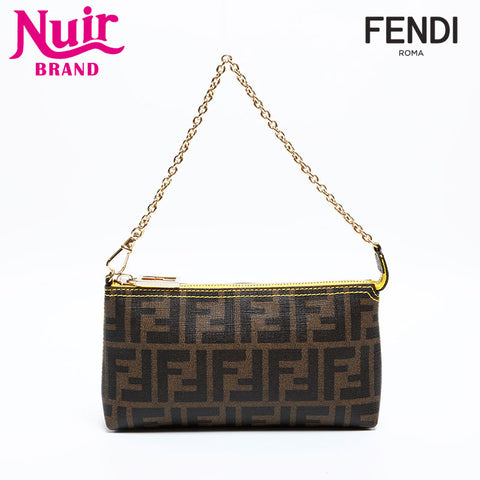 FENDI Zucca Accessory Pouch Shoulder Bag Brown WS20309