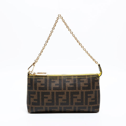 FENDI Zucca Accessory Pouch Shoulder Bag Brown WS20309