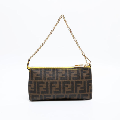FENDI Zucca Accessory Pouch Shoulder Bag Brown WS20309