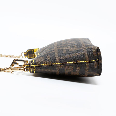 FENDI Zucca Accessory Pouch Shoulder Bag Brown WS20309