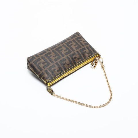 FENDI Zucca Accessory Pouch Shoulder Bag Brown WS20309