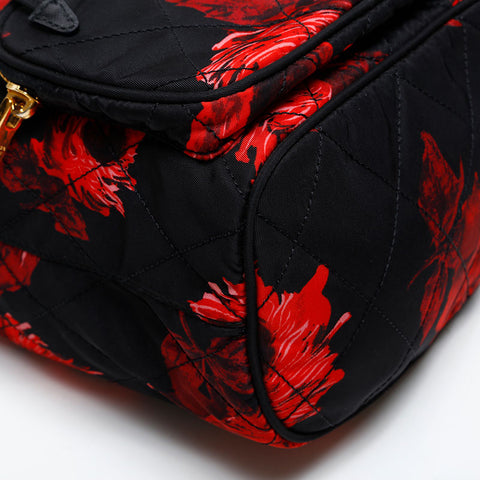 PRADA Nylon Drawstring Bag with Flower Print Shoulder Bag black WS20313