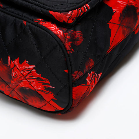 PRADA Nylon Drawstring Bag with Flower Print Shoulder Bag black WS20313