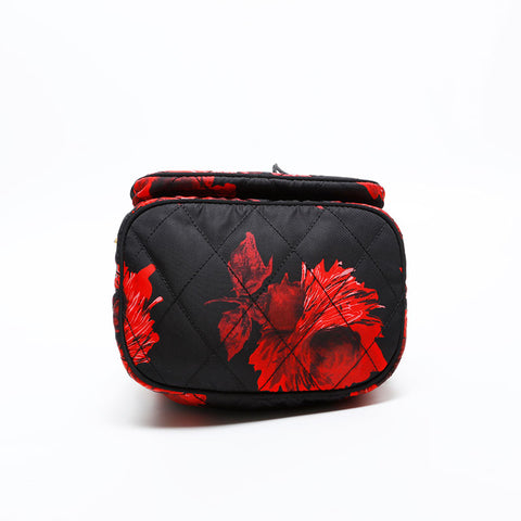 PRADA Nylon Drawstring Bag with Flower Print Shoulder Bag black WS20313