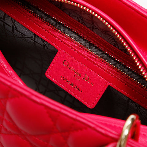 Christian Dior Lady Dior lambskin 2way medium Shoulder Bag pink WS20315