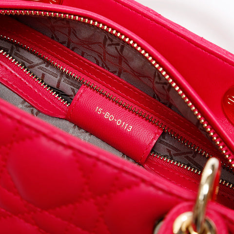 Christian Dior Lady Dior lambskin 2way medium Shoulder Bag pink WS20315