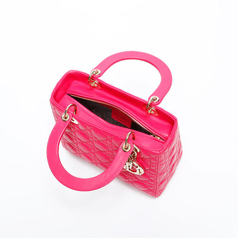 Christian Dior Lady Dior lambskin 2way medium Shoulder Bag pink WS20315