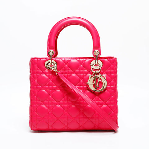 Christian Dior Lady Dior lambskin 2way medium Shoulder Bag pink WS20315