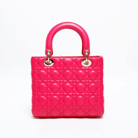 Christian Dior Lady Dior lambskin 2way medium Shoulder Bag pink WS20315