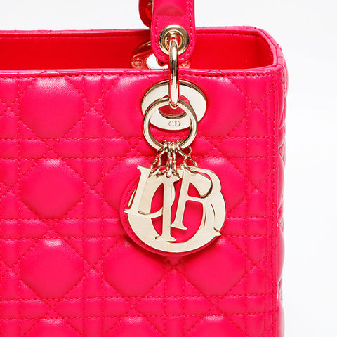 Christian Dior Lady Dior lambskin 2way medium Shoulder Bag pink WS20315