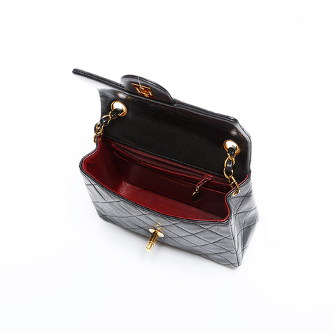 CHANEL Mini Matelasse Lambskin No. 3 1994-1996 Shoulder Bag black WS20316