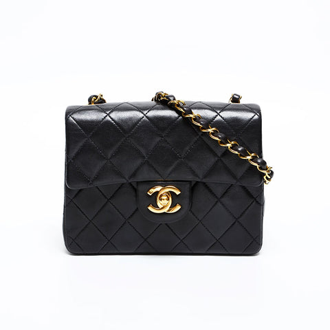 CHANEL Mini Matelasse Lambskin No. 3 1994-1996 Shoulder Bag black WS20316