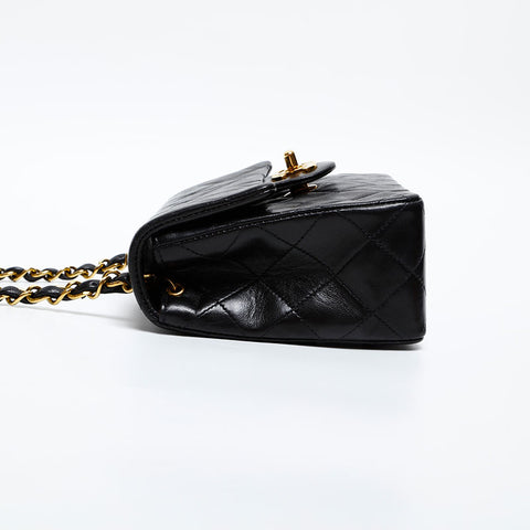 CHANEL Mini Matelasse Lambskin No. 3 1994-1996 Shoulder Bag black WS20316