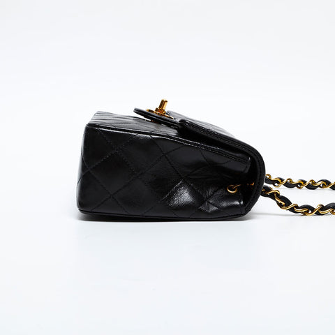 CHANEL Mini Matelasse Lambskin No. 3 1994-1996 Shoulder Bag black WS20316